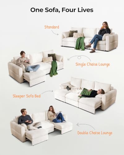 Image of 103 inch Electric Pull Out Sleeper Sofa Bed, 2in1 Power Extendable Couch Bed