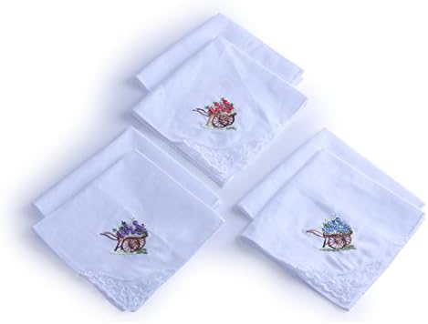 FEELIKE FLK001 Women's Soft Cotton Handkerchiefs With Embroidered Flower-6