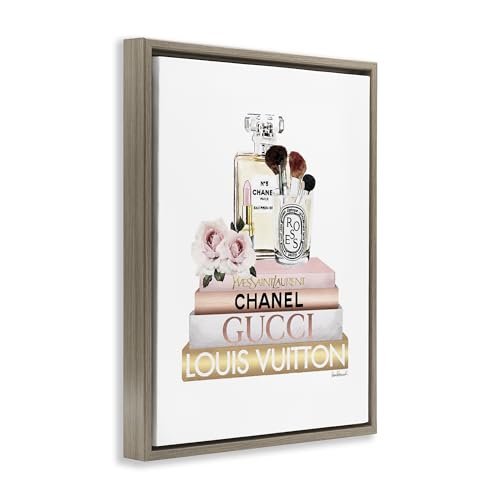 Image of Glam Cosmetics Fashion Books, 16 x 20 Inch Canvas in Floater Frame | Stupell Industries . By Amanda Greenwood . Ready to hang once unboxed . Made in USA