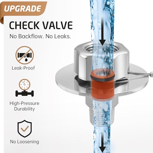 Image of KES All Metal RV Water Inlet Connection with Check Valve, 18 /8 Stainless Steel RV City Water Inlet Replacement, Upgraded Leak-Proof Design for Camper, Trailer, Marine & Boat, Chrome, RWI200-CH