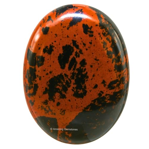 Image of Amazing Gemstone Mahogany Obsidian Crystals and Healing Stones - Large Palm Stone Crystals Piedra - Crystal for Good Luck, Positive Energy, Meditation - Unique Stocking Stuffers Gifts for Women, Men
