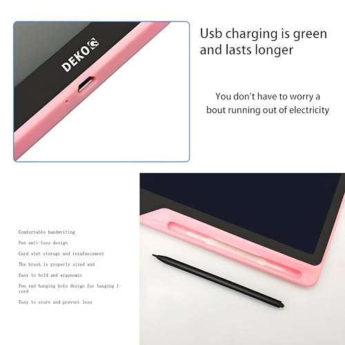 Image of Plastic 16 Inch USB Rechargeable Drawing Tablet Doodle Board for Kids, Reusable Electronic Drawing Pads Educational Toys for Girls, Educational Birthday Gift, Drawing Pad for Teen Girl (Pink)