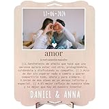 nagu® Regalo Aniversario Pareja. Cuadro Personalizado con Foto de Regalo para Novia o Novio. Tarjeta Regalo de Madera Grande 30 x 22 cm para Regalos Personalizados. Incluye letras y numeros adhesivos