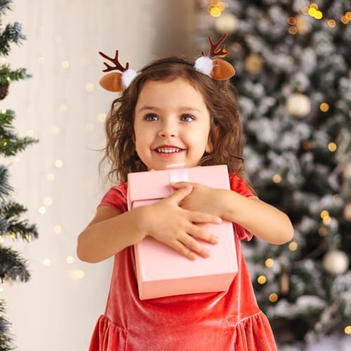 minkissy 2 Stücke Weihnachten Rentier Geweih Stirnband Plüsch Filz Rotwild Ear Elk Horn Hairband Krone Haarreifen Cosplay Kopfschmuck Für Weihnachten Party Urlaub Hochzeit Geschenk