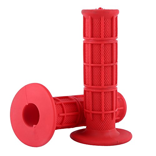 Tyenaza 1 Par de Manillar de Motocicleta, Puños de Acelerador Antideslizantes de Goma, 22 mm 7/8 Pulgadas Moto Universal Empuñadura Cubierta de Agarre de Manillar, para Mayoría Motocicletas(Roja)