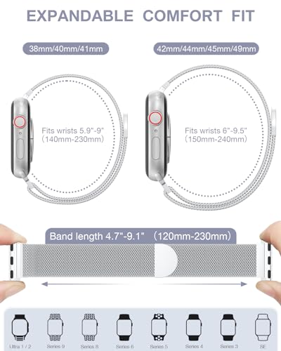 Image of Original Stainless Steel Milanese Loop Compatible with Apple Watch Band 38mm 40mm 41mm 42mm 44mm 45mm 46mm 49mm, Magnetic Clasp Band for iWatch Series 11 10 9 8 7 6 5 4, SE 3 2 1 Ultra3 2, Women & Men