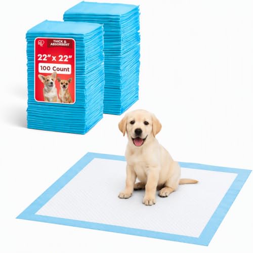 IRIS USA Pee Pads for Dogs, 22"x 22", Leak-Proof, 100 Count