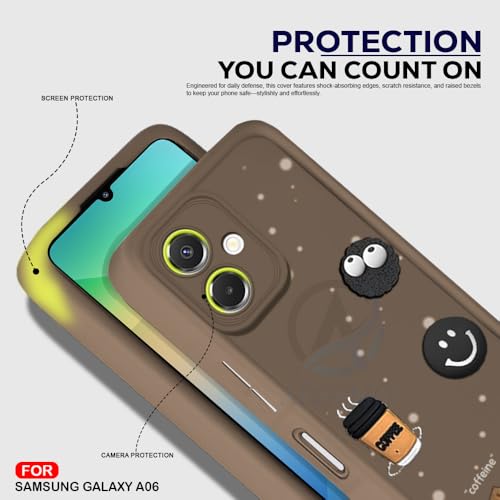 Image of AESTMO Back Case Cover for Samsung Galaxy A06 Cover | Cute Fun Cartoon 3D Ball | Coffee Silicone Case | Full Body Protection | Camera Protection Back Cover for Samsung Galaxy A06 (Brown)