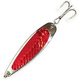 Crocodile Spoons Fishing Lures 1oz, 12 Pcs Chrome Plated with Red Finish, for Trolling, Casting & Jigging, Includes Treble Hooks, Ideal for Tuna, Mackerel, and Offshore Gamefish