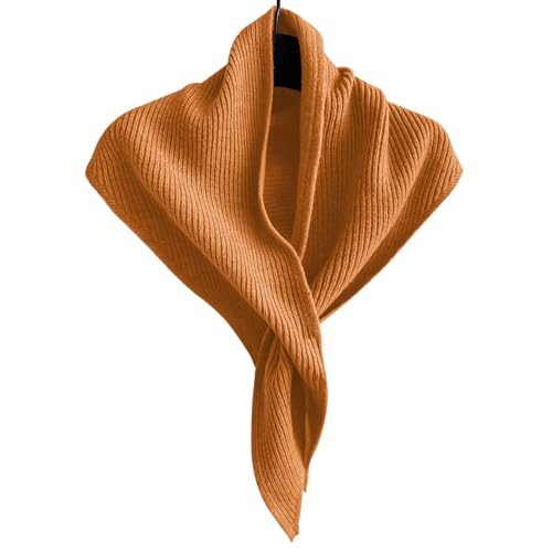 ORUIVO Womens Short Triangular Scarf - Convertible to Shawl with Thread - through Buckle (Pumpkin Orange One Size)