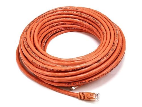 Image of Monoprice Cat6 Ethernet Patch Cable - Network Internet Cord - RJ45, Stranded, 550Mhz, UTP, Pure Bare Copper Wire, Crossover, 24AWG, 7ft, Red, Model:102379
