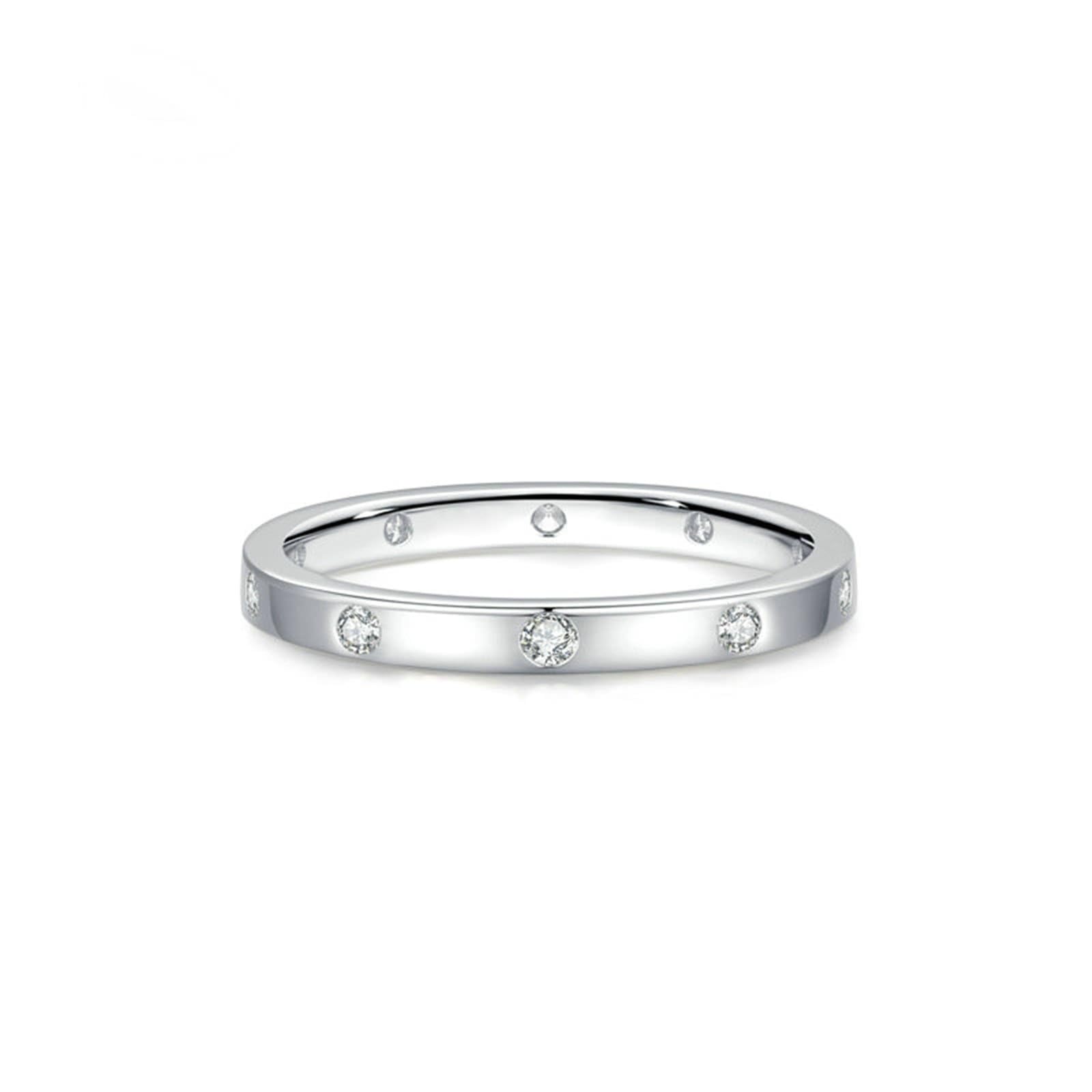 KnSam Prawdziwa biżuteria obrączki ślubne 9K/14K/18K białe złoto, pierścionek z diamentem, białe złoto Au 375/585/750 pierścionek zaręczynowy, rozm. 47-65