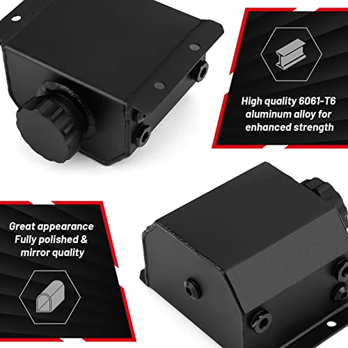 1L Universal Coolant Radiator Tank,Radiator Overflow Tank,Aluminum Radiator Coolant Overflow Bottle Recovery Black With Cap #TOP4
