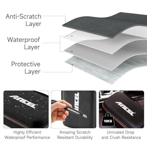 Image of ANCEL Waterproof Storage Case Bag for HD100 Heavy Duty Truck Scanner and Other Testers - Durable Zipper Carry Box (8.66'' x 6.22'' x 3.15'')