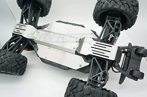 Image of V2 Stainless Steel Chassis Skid Plate Protector Guard Armor Front + Center + Rear 5pcs for Traxxas V2 1 /10 Newest Wide Maxx 89086-4 - Hollow