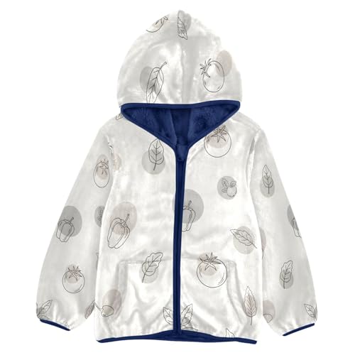 Vegetable Pattern Toddler Fleece Jacket Girl Boys Hooded Fleece Jacket Coat Warm Outwear Zip-up 3-10T