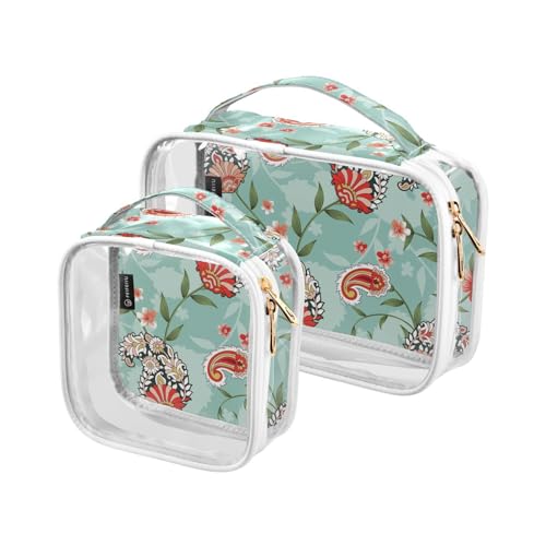 Trousse da toilette con motivo cachemire impermeabile per donne e uomini in PVC trasparente organizer per cosmetici da viaggio doppia cerniera confezione da 2 Come nella foto