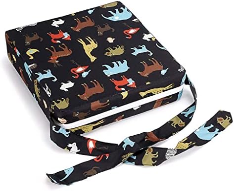 BTSKY Baby Toddler Kid Infant Dismountable Adjustable Washable Booster Seat with Straps Dining Chair Chair Pads Chair Increasing Cushion Travel Storage (Black+ Animal)
