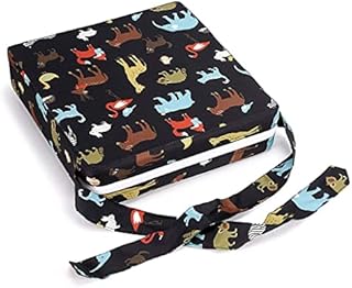 BTSKY Baby Toddler Kid Infant Dismountable Adjustable Washable Booster Seat with Straps Dining Chair Chair Pads Chair Increasing Cushion Travel Storage (Black+ Animal)
