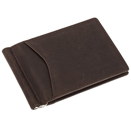 Slim Real Mini Money Clip- Mens Wallet Slim Front Pocket RFID blocking Card Holder- Bifold Crazy Horse Leather, Thin Business Credit Card Holder SD 002 (Vintage)2
