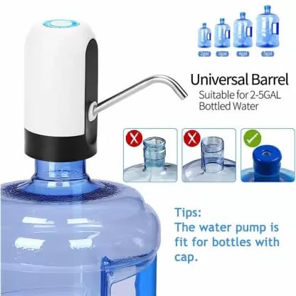 Worldwide e-Mart Automatic Wireless Water Dispenser Pump for 20L Bottle | USB Rechargeable Water Can Pump | Portable Electric Drinking Water Dispenser for Home, Office & Travel Uses (Black/White) 3