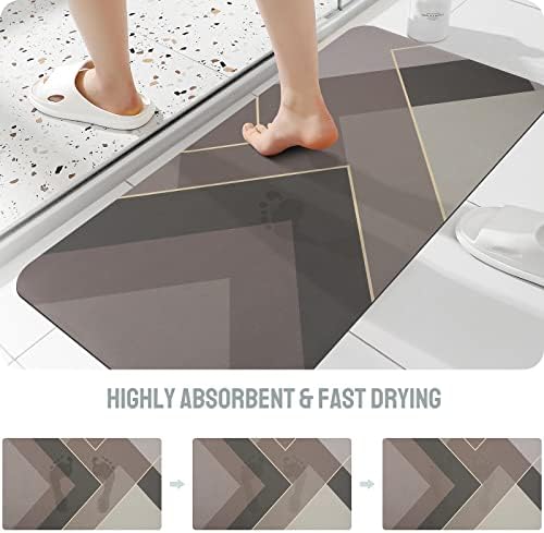 ALLONWAY Bath Mat 80*43 cm, Bathroom Shower Mat Non Slip, Easy to Clean Toilet Mat, Super Absorbent Bathroom Rug, Suitable for Bathroom, Kitchen, Bedroom, Machine Washable and Quick Dry, Gray