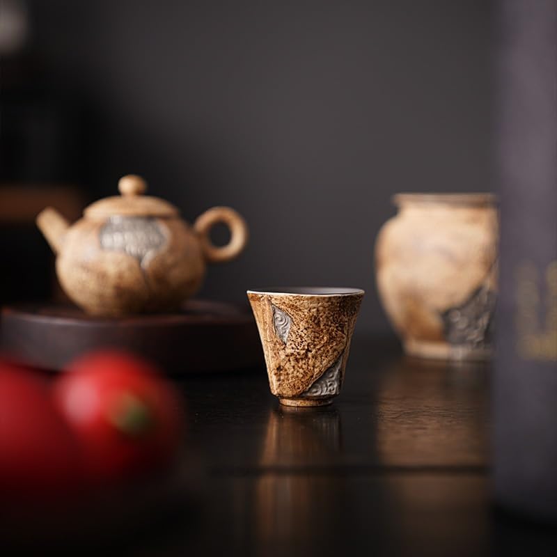 Tea Cup Retro Teacup Personal Drinking Host Single Gilded Silver Kung Fu Set Soaking Container