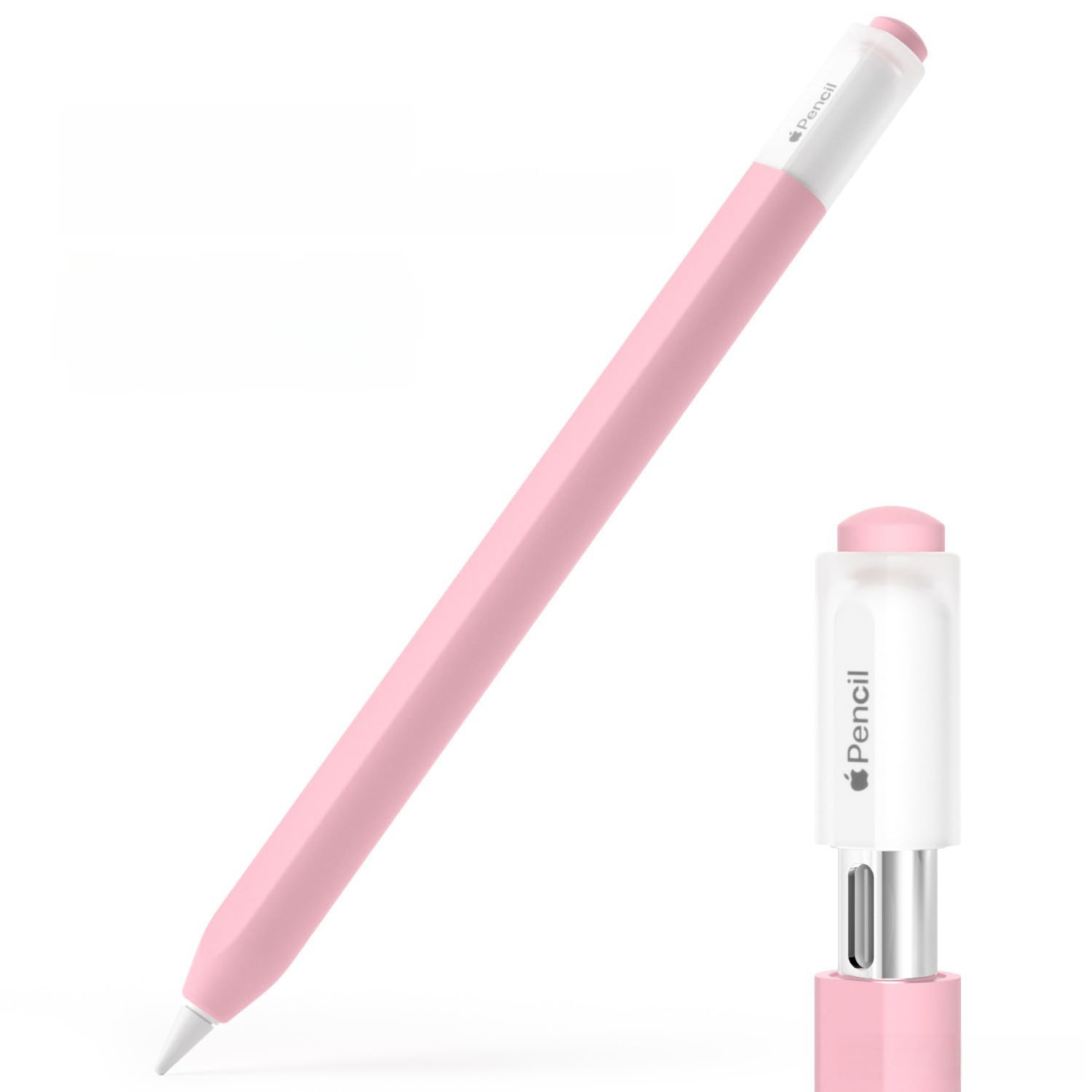 susuling Pencil Case for Apple Pencil (USB-C), Silicone Protective Cover Sleeve, Pink