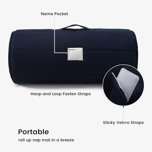 Image of PHF Soft Toddler Nap Mat with Removable Pillow, Rollup Design Kids Sleeping Mat, Slumber Bags for Boys, 55 inchx23 inch Toddler Sleeping Bag for Daycare Preschool Travel Camping, Shark