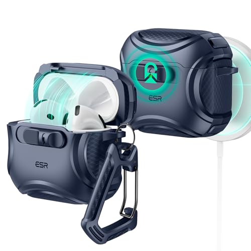Image of ESR for AirPods 4 Case, Compatible with AirPods 4 Generation Case (2024) (USB-C), Compatible with MagSafe, Drop-Proof Lock, Easy Open, Cyber Series, Blue