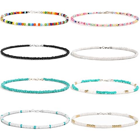 Small Bead Choker Necklace for Women Cute Boho Beaded Necklaces Adjustable Beach Shell Bead Necklace Cover