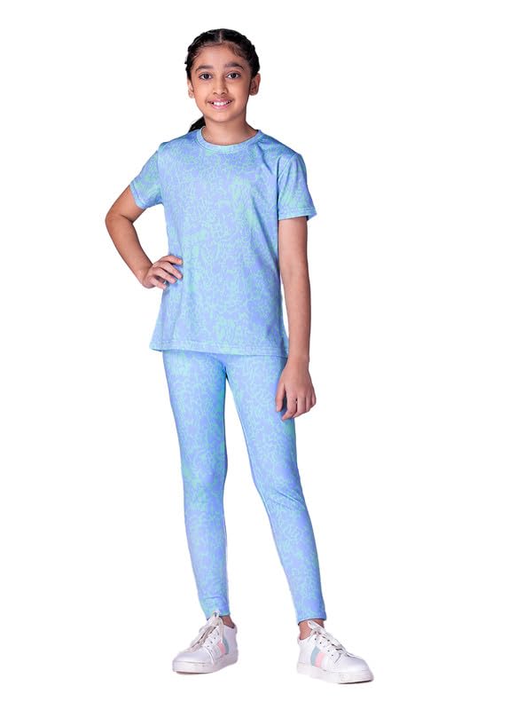 Image of Girl's Activewear Workout Set 2 Piece Athletic Sets Dry Fit Printed Tees And Leggings Yoga Running Dance 4-14Y