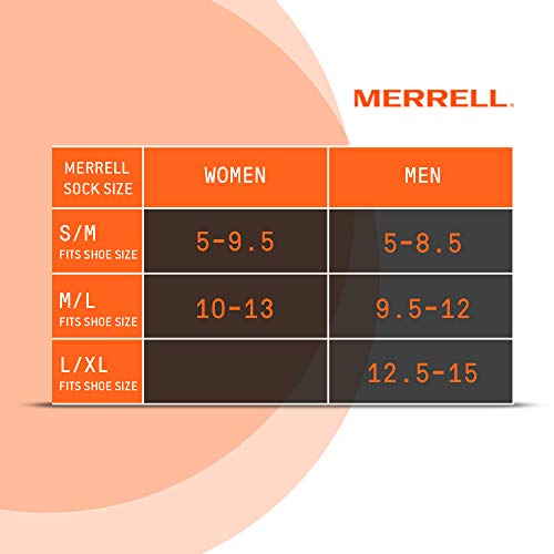 image for Merrell Men's 3 Pack Cushioned Performance Hiker Socks (Low/Quarter/Cr