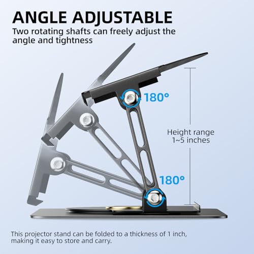UYI Projector Stand - 30 Lbs Load Capacity Projector Mount, 360° Rotatable & Foldable Projector Stand Table, 180° Adjustable, Carbon Steel Construction, Compatible with Most Projectors (Gray-30Lbs)