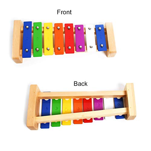 Professional Classic Wooden Glockenspiel Xylophone with 8 Metal Keys for Adults & Kids - Includes 2 Wooden Beaters - Thumbnail 3