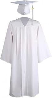 2023 Adult Graduation Gown Long Sleeve University Academic Dress Zip Closure Plus Size Graduation Gown Robe Mortarboard-Cap (Color : A White, Size : Small)
