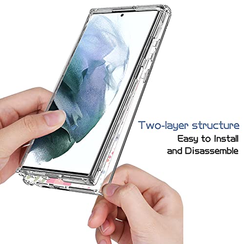 Coque antichoc pour Galaxy S22 Ultra transparente fleurie en TPU souple - 3