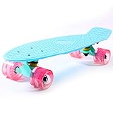 Cruiser Skateboard for Kids Ages 6-12 Completed Skateboards for Girls Boys Beginners, Gift Idea Mini 22' Plastic Skate Board