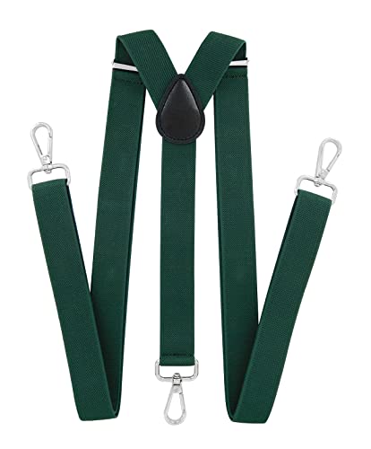 axy Herren Hosenträger mit 3 robusten Karabiner Verschluss 2,5 cm breit Y-Form stufenlos verstellbar (Grün)