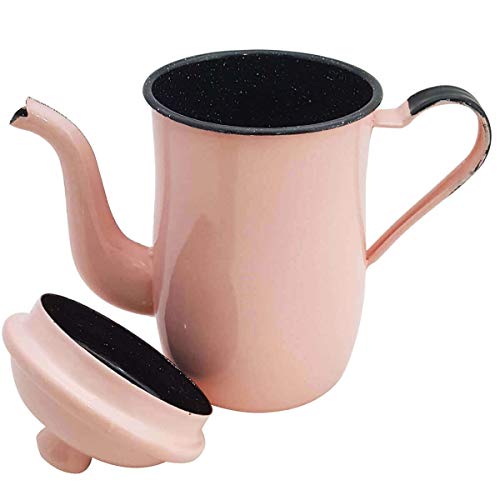 Bule Café Esmaltado 1,25 Litros e 12 Xícaras 70ml Tradicional Rosa