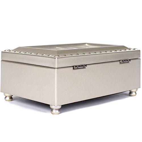 Cottage Garden First Communion God Beside You Brushed Silvertone Jewelry Music Box Plays Amazing Grace #TOP3