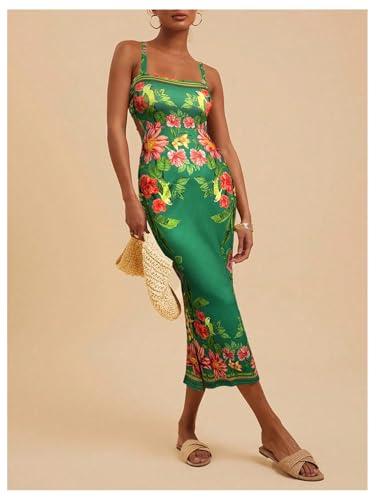 Image of Floerns Women's Tropical Bow Tie Back Long Dress Sleeveless Maxi Dress