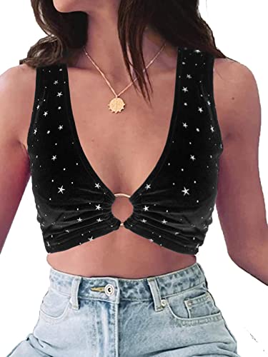 krtwrnt Women‘s Sparkly Festival Rave Outfits Sexy Concert Crop Top