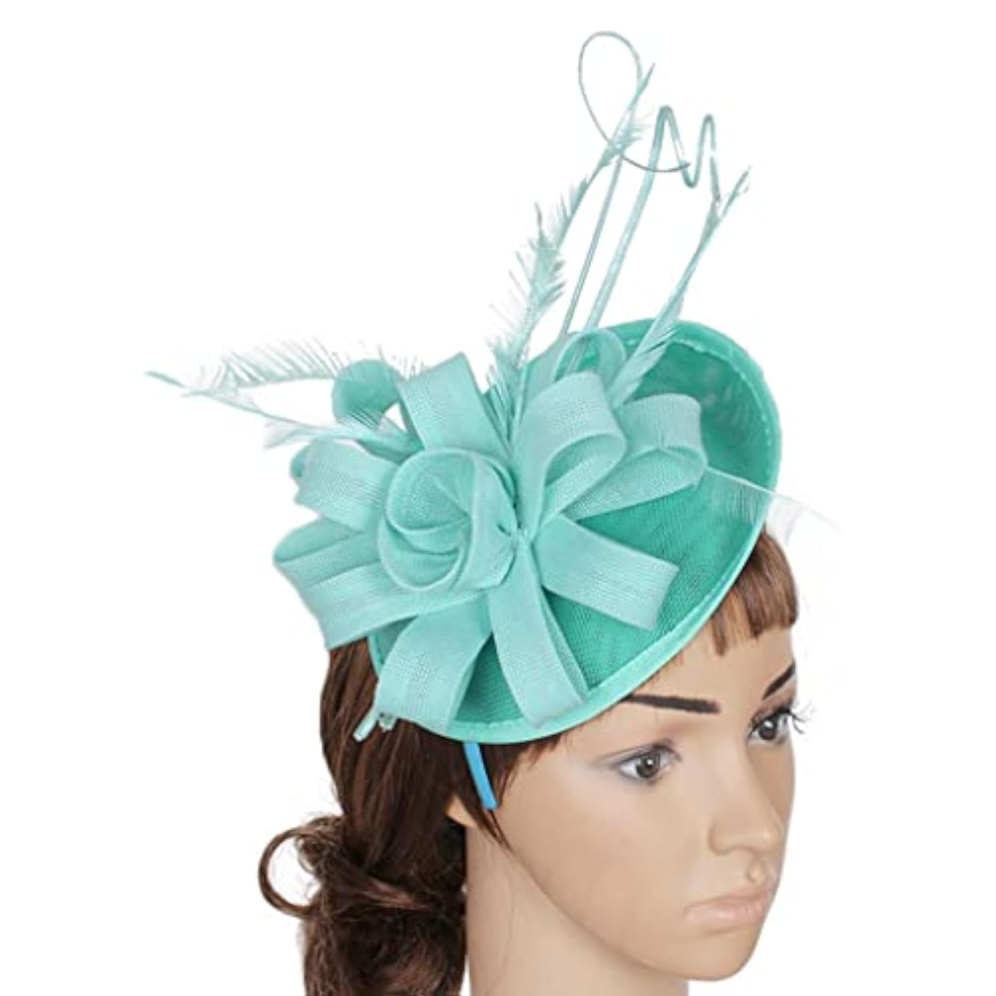 Green Sinamay Fascinator Flower Derby Hat for Weddings