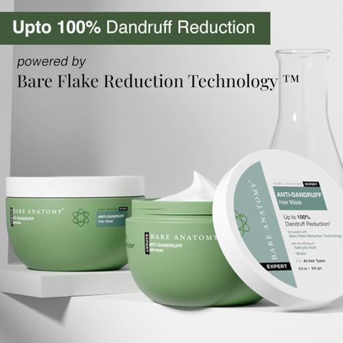 Image of Bare Anatomy Anti Dandruff Shampoo & Conditioner Mask | Reduces Upto 100% Dandruff & Strengthens Hair | With Salicylic Acid & Biotin | Paraben & Sulphate Free | Women & Men | 250ml + 250g