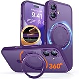 CANSHN 360° Spin Magnetic Stand for iPhone 17 Case with Camera Control [Full Camera Protection] [Compatible with Magsafe] Translucent Matte Shockproof Protective Phone Cover 6.3