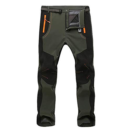 BaZhaHei Mujer Hombre Pantalones de Trekking Softshell Impermeables Resistente Escalada Vellón cálido Pantalones cáscara Viento Impermeable Invierno Gruesa Senderismo esquí Pantalón