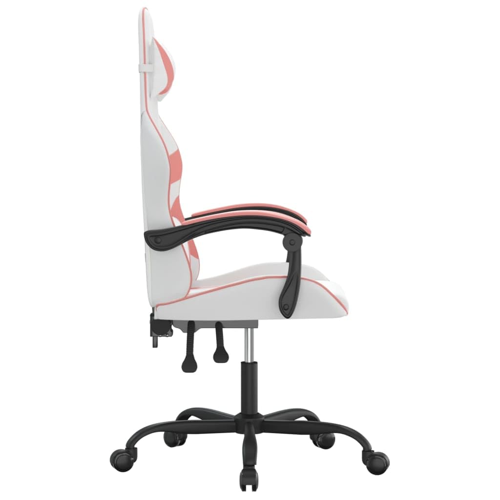 Tomostar Chaise Gaming, Chaise de Jeu Fauteuil Gamer Fauteuil de Bureau Blanc et Rose Similicuir