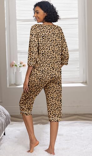 Image of PrinStory Womens Pajama Sets Capri Pjs Soft Lounge Sets XS-4XL