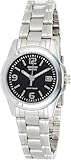 Casio LTP1215A-1A - Reloj analógico de acero inoxidable con esfera negra y 3 manecillas para mujer, Negro -